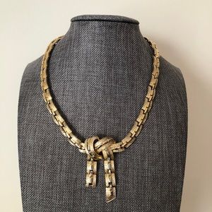 Vintage Signed Coro Ribbon Choker/Collar Gold Tone Necklace